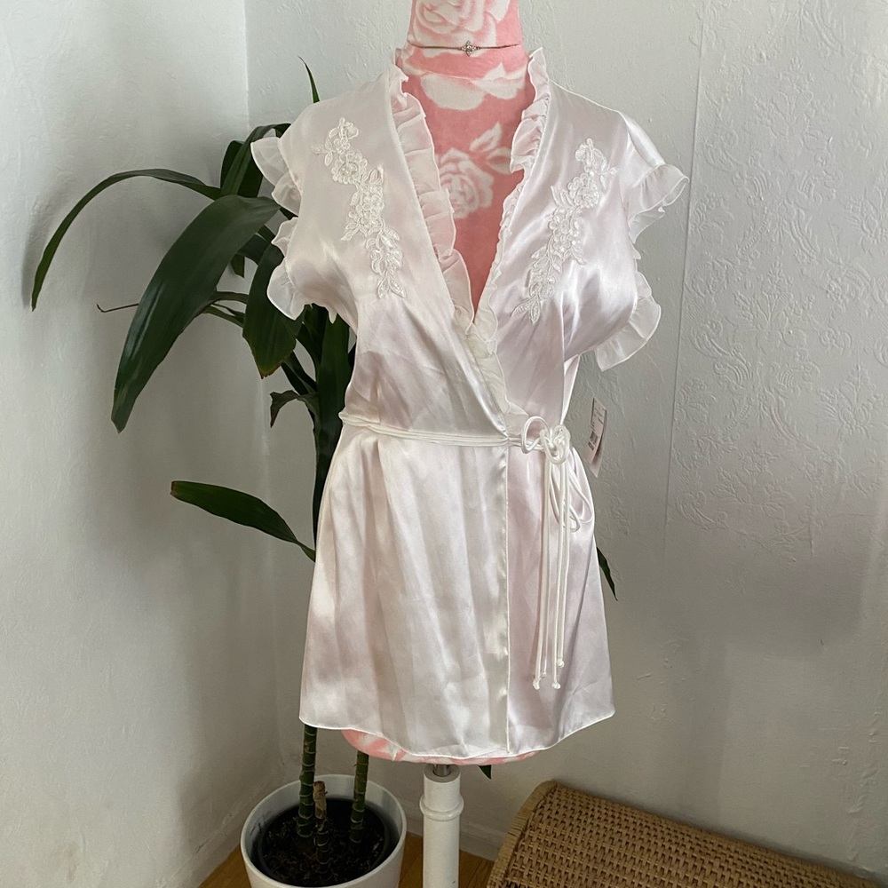 New Intimo Donatello Bridal White Satin Robe M